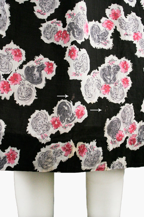 Vintage 1940s Rooster Novelty Print Dress - Chick… - image 9