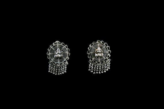 Antique 1900's Spider Web Earrings - Sterling Silv