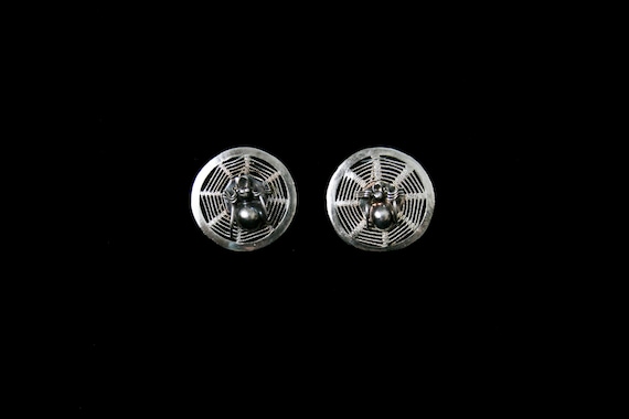 Antique 1900's Spider Web Earrings - Sterling Silv