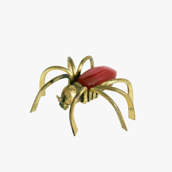 Vintage 1930's Bakelite Spider Brooch - Red - Figu