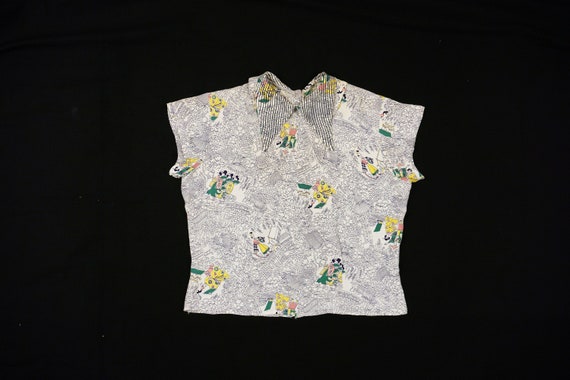 Vintage 1940s Novelty Print Blouse - Geisha - Pag… - image 1