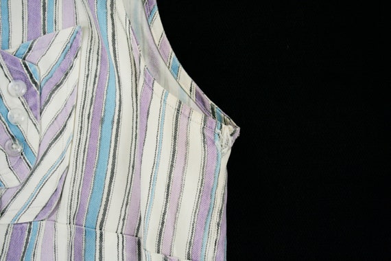 Vintage 1940's Button Front Blouse - Purple & Blu… - image 9