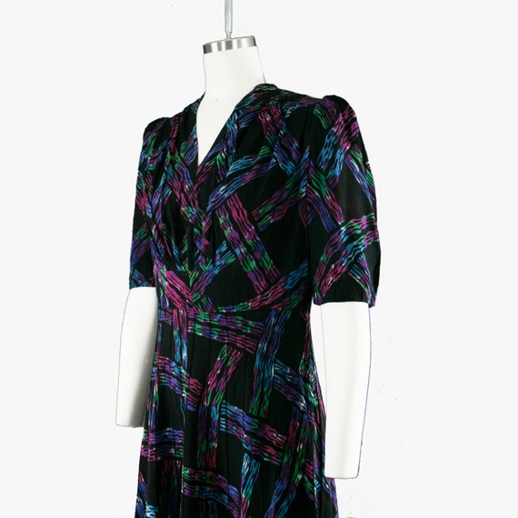 Vintage 1930s FOGA Abstract Grid Dress - Black & … - image 4