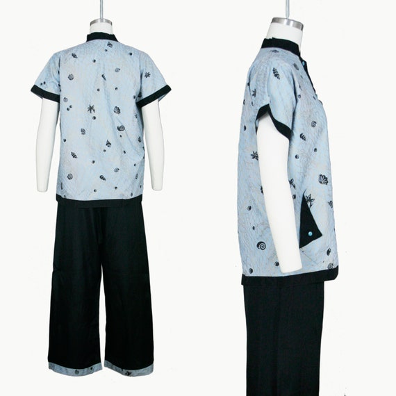 Vintage 1940s Pajama Set - Button Up Blouse Pants… - image 3