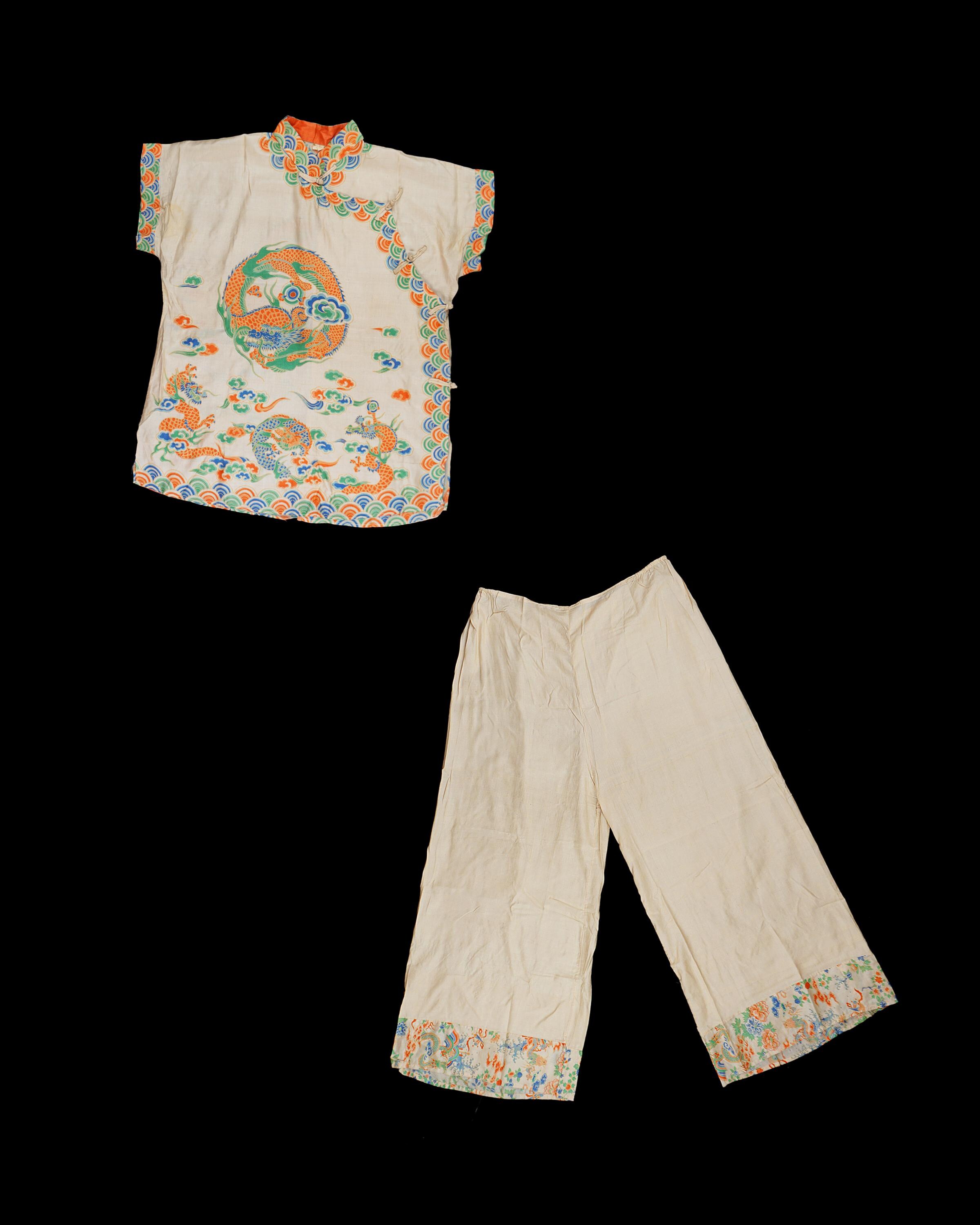 Pongee Set Vintage 1920s Pongee Pajama Set - Lounge - Beige - Silk Two Piece ...