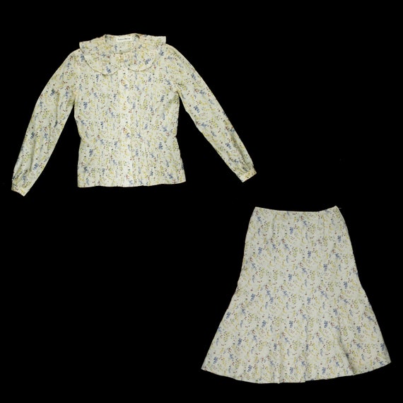 Vintage 1970s Albert Nipon Skirt Set - Cream Butt… - image 5