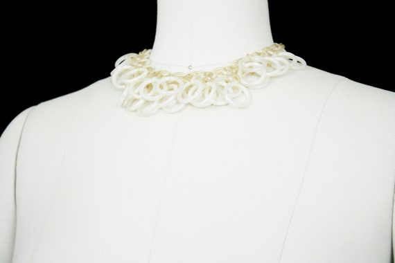 Vintage 1930's Celluloid Necklace - White Rings -… - image 6