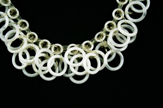 Vintage 1930's Celluloid Necklace - White Rings -… - image 4