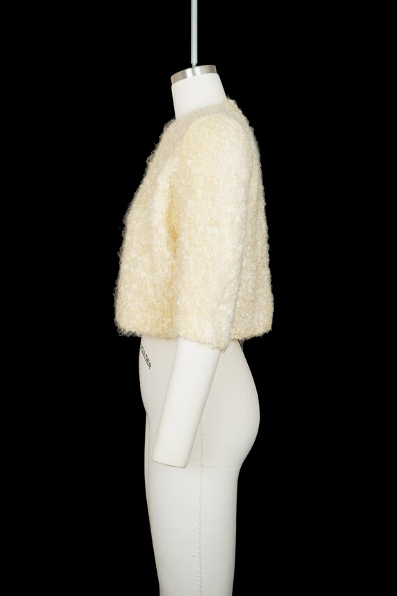Vintage 1950s Cream Mohair Sweater - Short Sleeve… - image 2