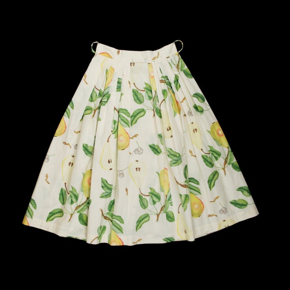 Vintage 1950s Pear Print Skirt - Fruit Novelty Pa… - image 1