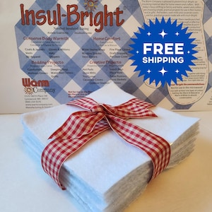 7”, 8", 9" or 10”  PreCut Insul-Bright Insulated Pre-Cut Batting Fabric Squares, Potholders, Hot Pads