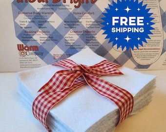 7”, 8", 9" or 10”  PreCut Insul-Bright Insulated Pre-Cut Batting Fabric Squares, Potholders, Hot Pads