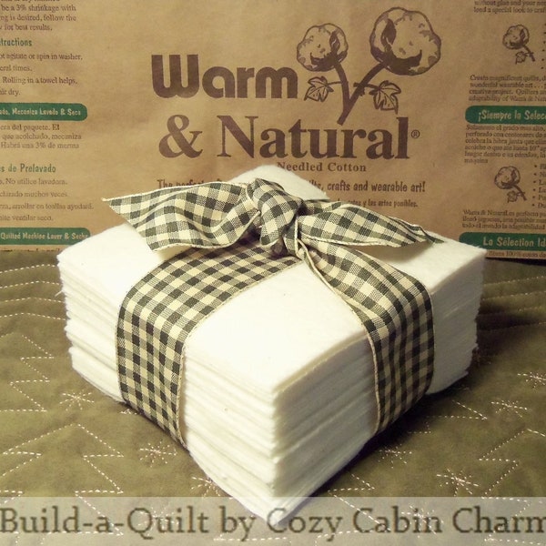 50 ~ 8" Batting Squares Pre-Cut Warm & Natural, Quilt-As-You-Go, Rag Quilts, Potholders