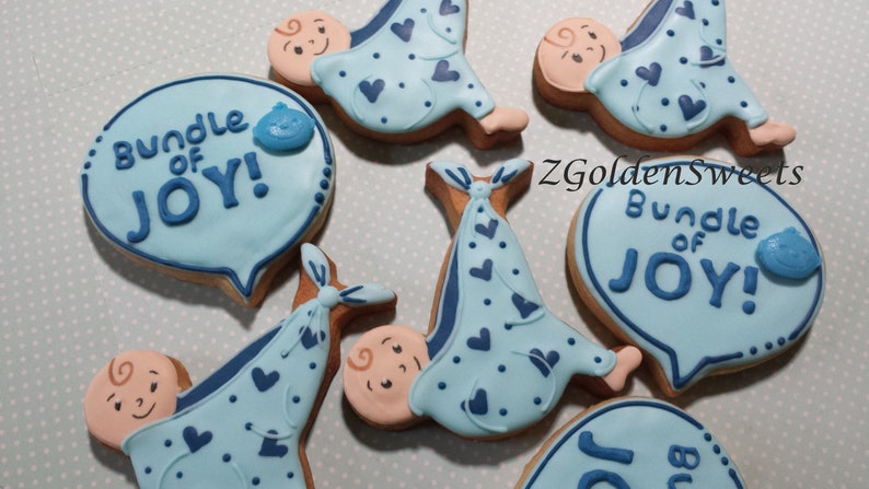Baby Shower Boy Bundle Of Joy 12 Ea Sugar Cookies Baby Shower Etsy