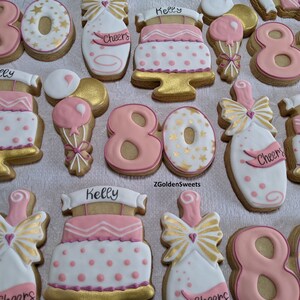80th Birthday Celebration 24 Personalized Decorated Cookies, Milestone Event with Champagne and Birthday Cake Party Favors, Cheers 80 Years.