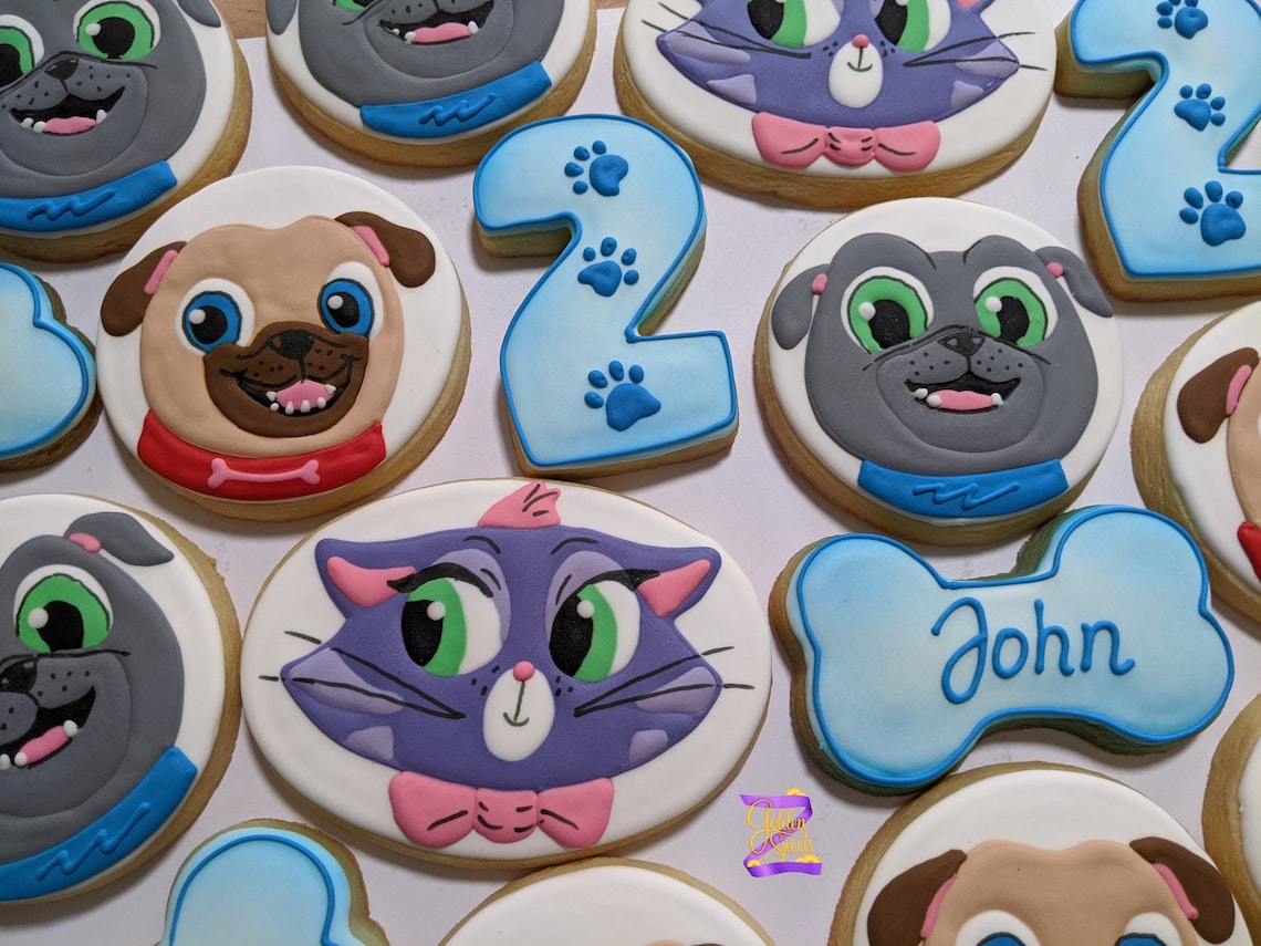 24 Puppy Dog Pals Personalized Birthday Boy Custom Cookies Etsy
