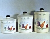 Rare Set Rooster Canisters SANTA ANA CROC Shop Vintage Canisters Set Of Three