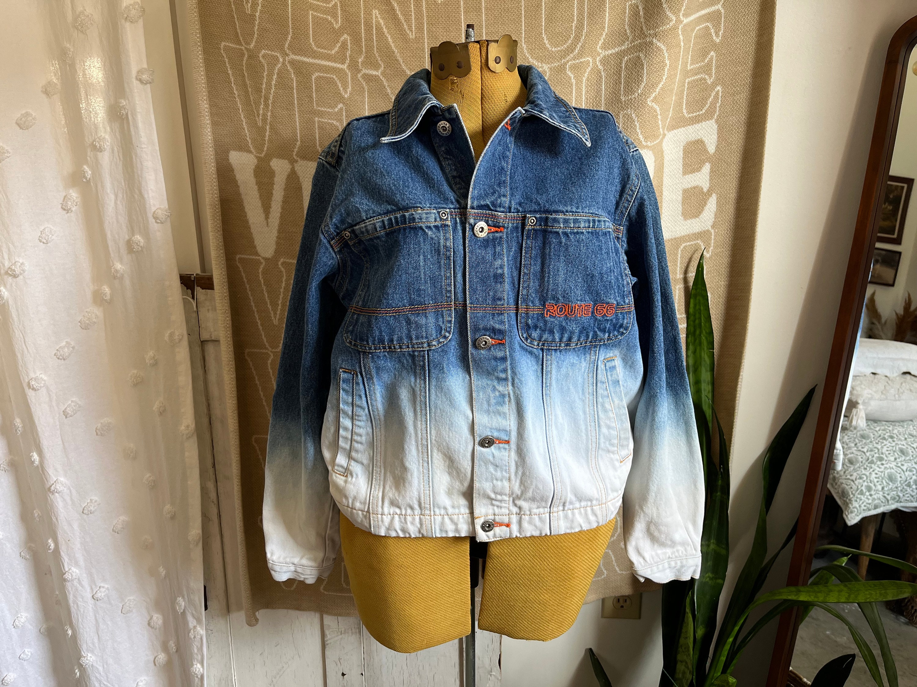 M- Vintage 1990s 70s Inspired Ombré Denim Jacket | Route 66 - Etsy