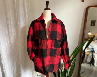 Woolrich Vintage USA Wool Aztec Lined Zip Jacket Black Mens