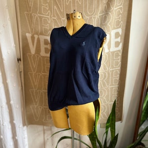 M- Repurposed Polo by Ralph Lauren Navy Sweater Vest with Light Blue Logo