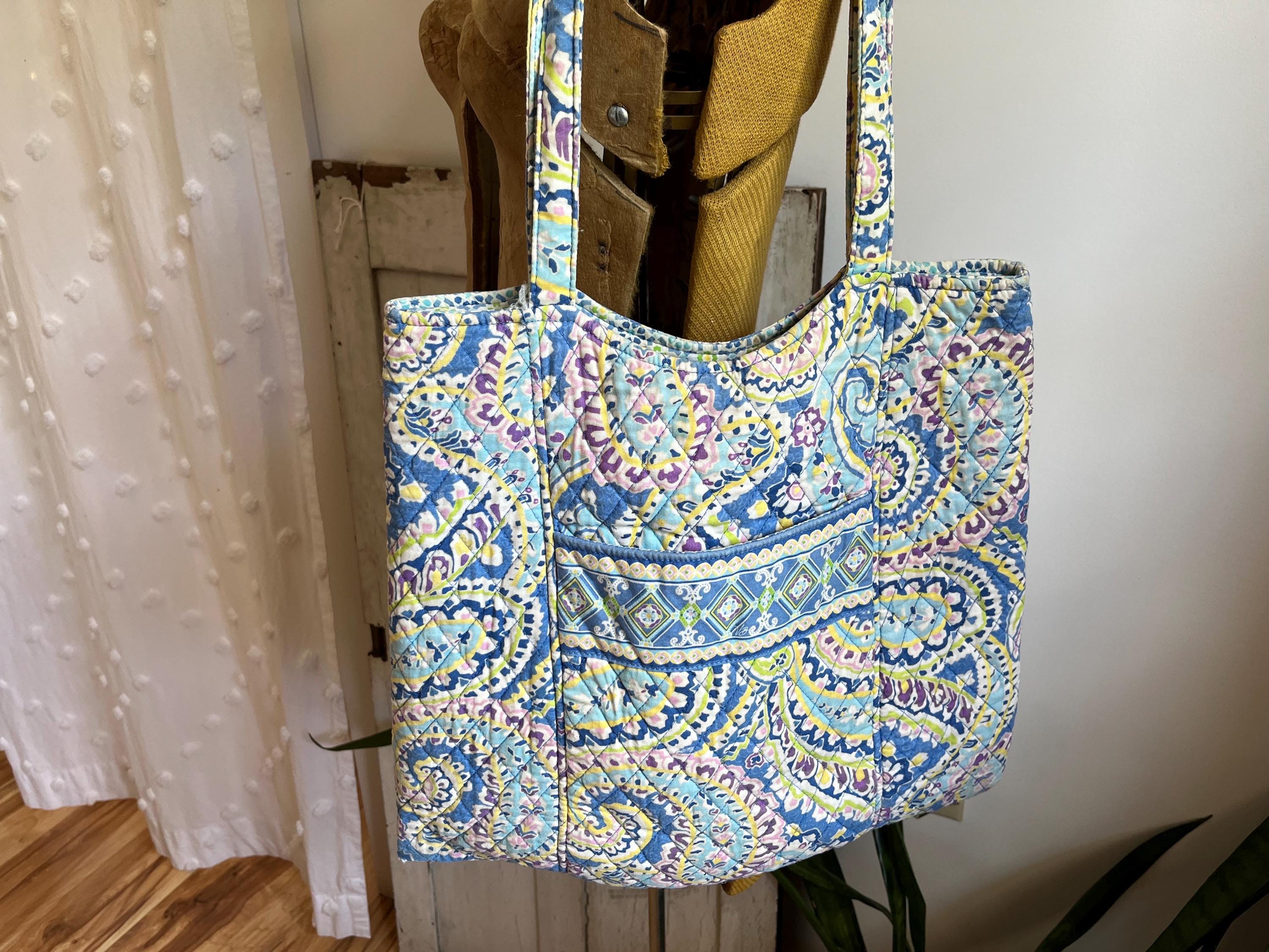 Repurposed 2007 Vera Bradley “capri Blue” Paisley Print Tote 