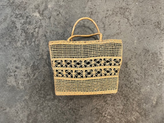 Vintage Woven Straw Market Tote Bag - image 2