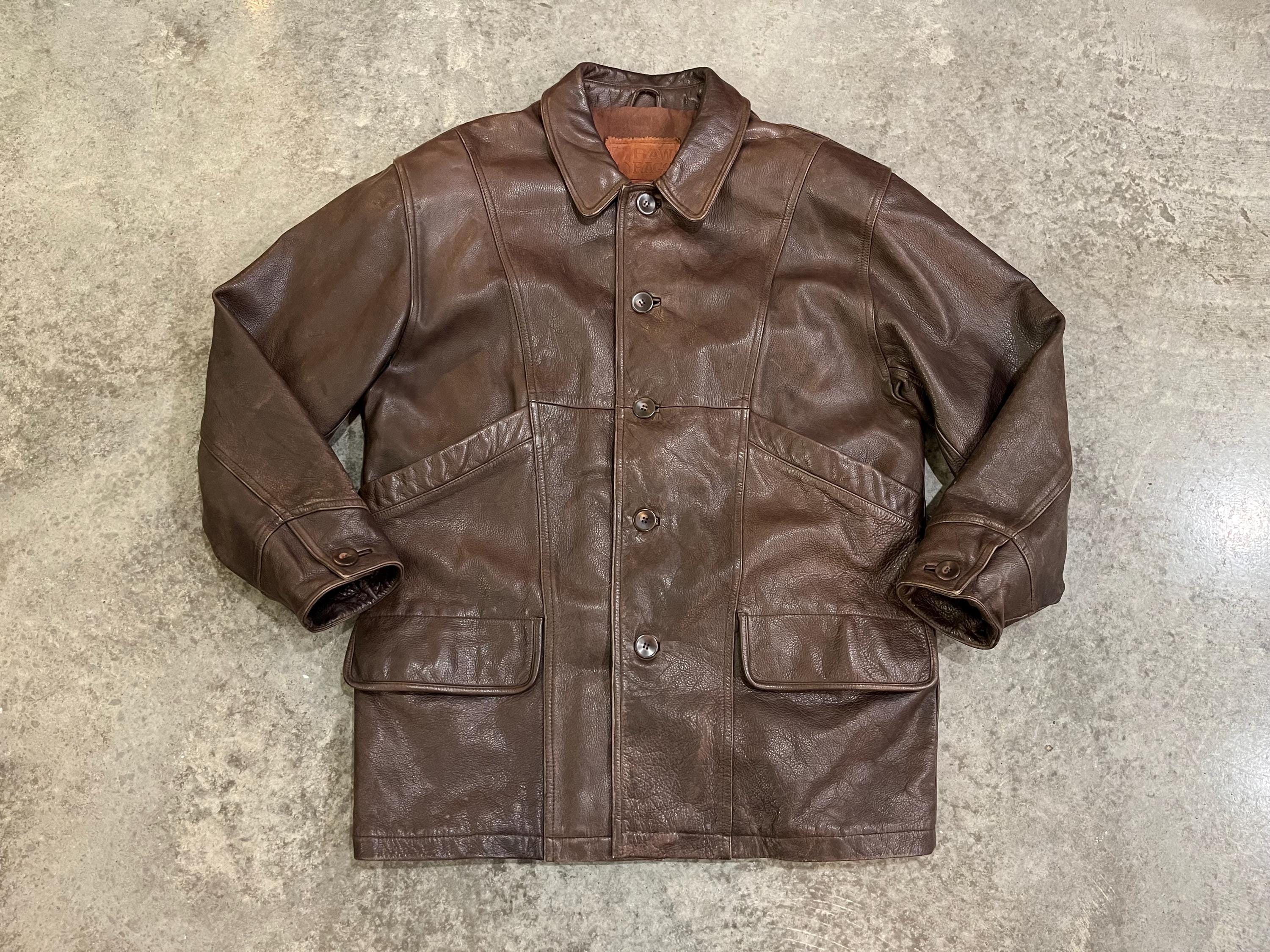 L- ヴィンテージ本革ミディアム丈トレンチコート | Raw Rags - Etsy 日本