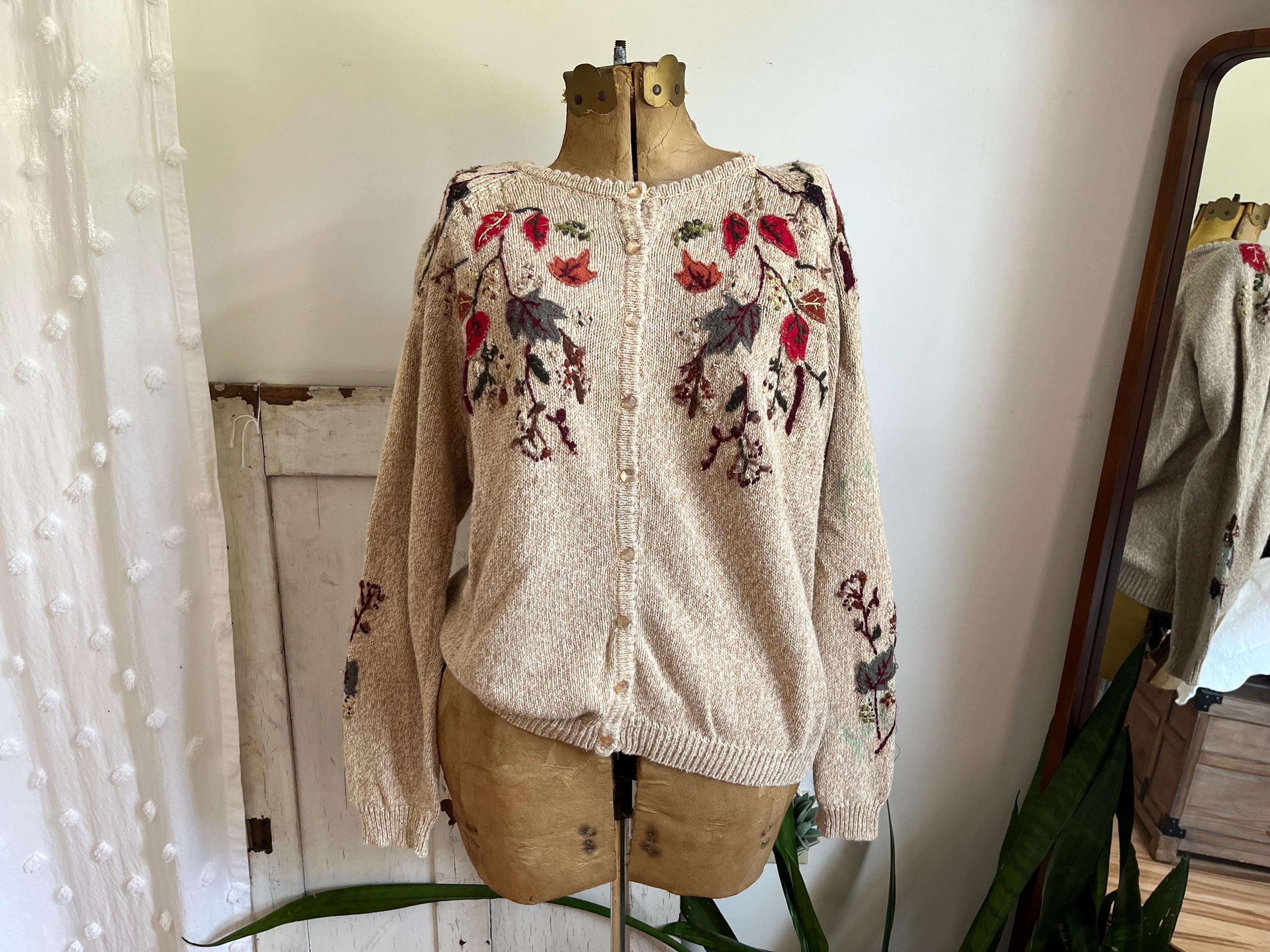 カーディガン france vintage cardigan(tops). French Vintage Crop Top Cardigan Size M, Women Boho Knit