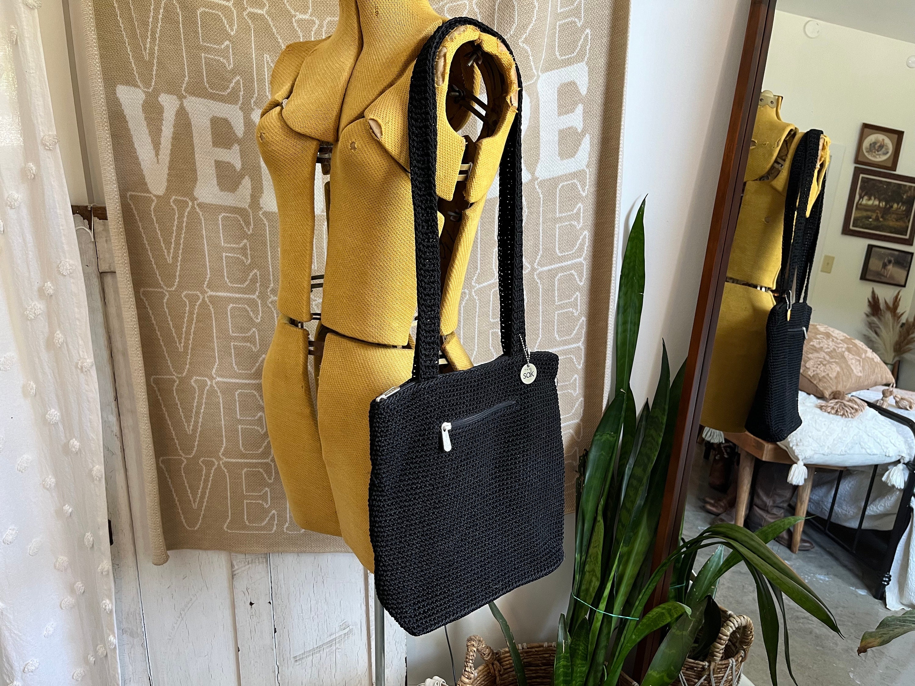 Vintage the Sak Black Crochet Shoulder Bag UK