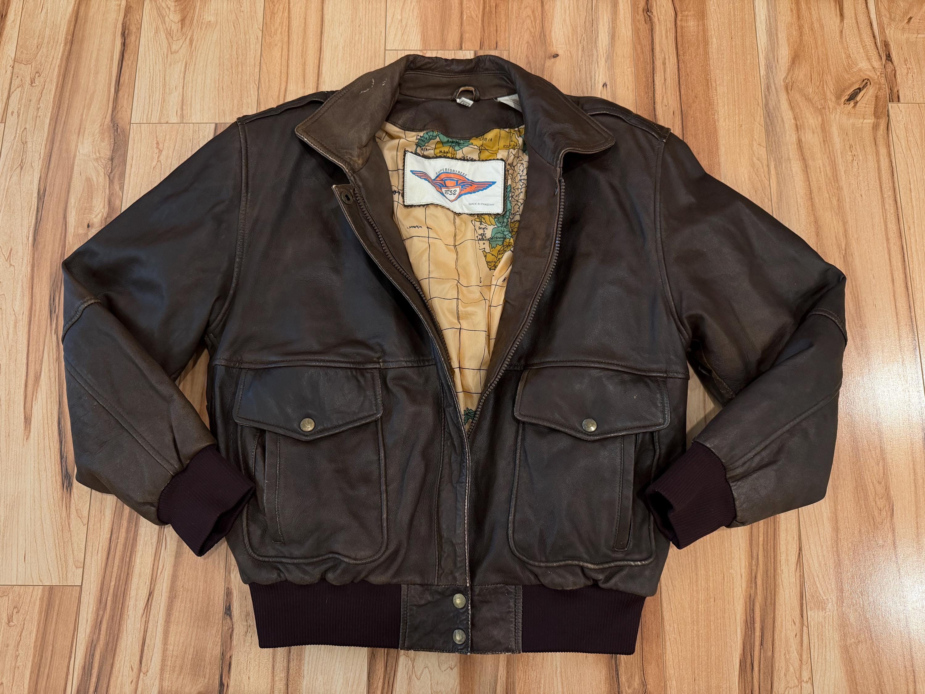 Vintage Leather Bomber Jacket - Etsy