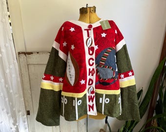 XL- Vintage 1990s American Football “Touchdown” Patchwork Embroidered Primitive Style Button-down Jacket | Kirkland’s
