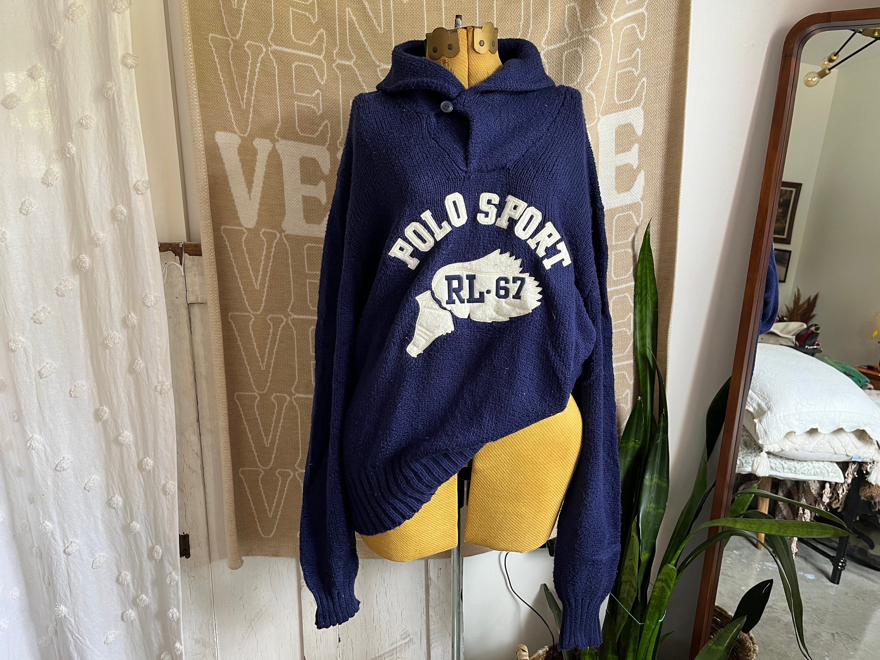 【90s】Polo by Ralph Lauren 前Vボロスウェット フェード 90s】Polo by Ralph Lauren 前Vボロスウェット フェード