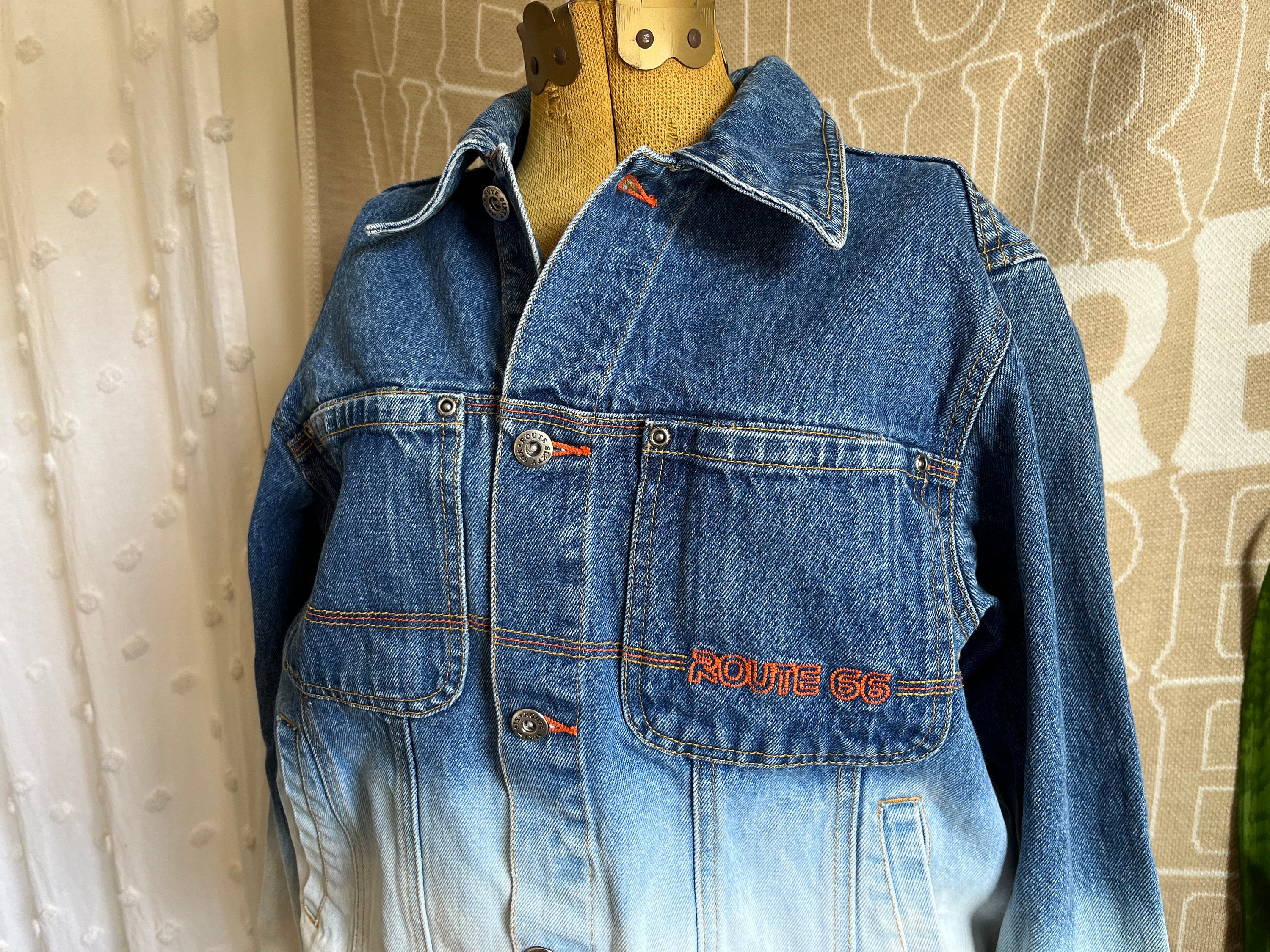 M- Vintage 1990s 70s Inspired Ombré Denim Jacket | Route 66 - Etsy