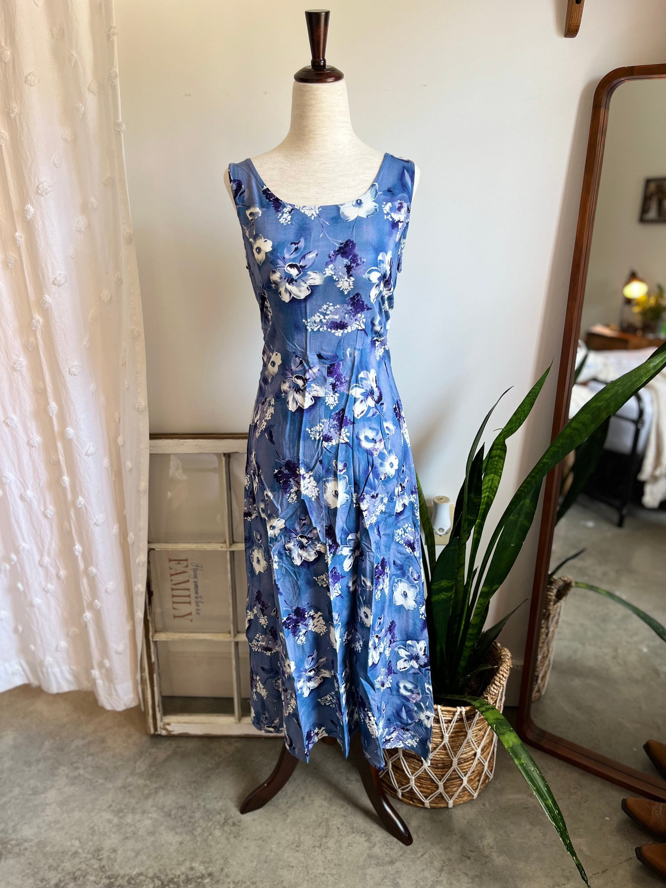 オールインワン・サロペット Bazar Deluxe Long Dress In Blue Printed Viscose Bazar Deluxe Long Dress In Blue Printed Viscose | THE LIST