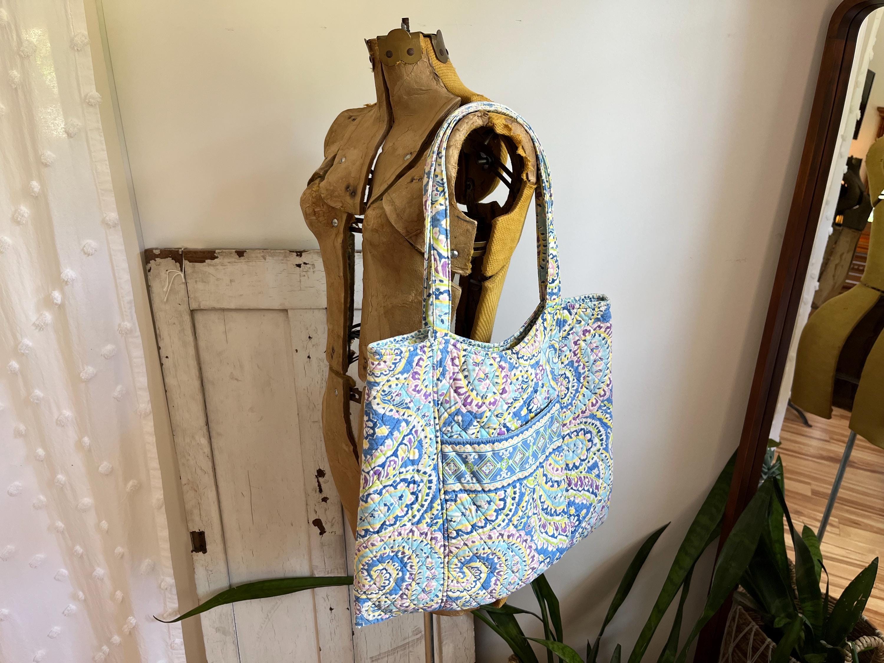 Repurposed 2007 Vera Bradley “capri Blue” Paisley Print Tote Bag