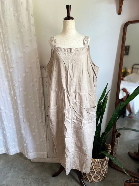 3XL- Vintage Khaki Skirtall/Overall Dress | Mounta