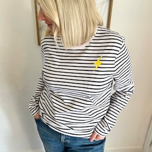 Choose your colour mini lightening bolt long sleeved Breton stripe top | Breton Stripe long sleeved top |striped long sleeve t-shirt |