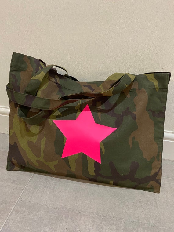 Neon Star Camouflage Tote Bag Tote Bag 