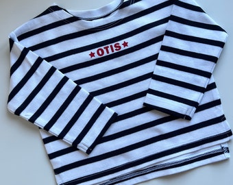 Bretons T-shirt voor baby's en peuters met gepersonaliseerde naam