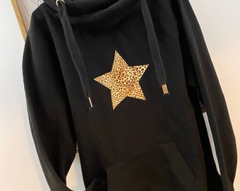 Adults star hoodie | Cowl neck hoodie | Choose your star colour hoodie | Star hoodie | Crossover Hoodie | Star Hoodie | Leopard Star Hoodie