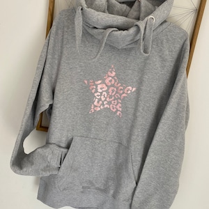 Rose Gold Leopard Star Hoodie - Crossover Neck