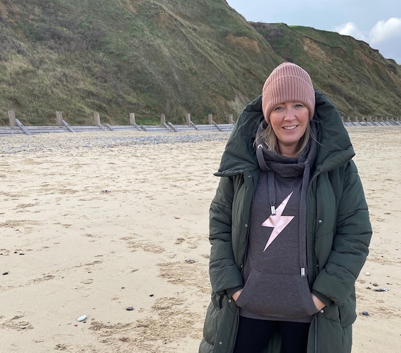 Lightening Bolt Hoodie Cross Neck Hoodie Chunky Hoodie With