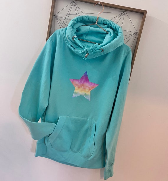 Adults Peppermint Cowl Neck Hoodie With Tie Dye Star Cowl Neck Hoodie Crossover Hoodie Hoodie With Thumbholes Etsy