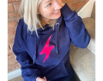 Neon Lightening bolt hoodie | Cross neck hoodie  | Chunky hoodie with lightening bolt |Fashion hoodie | Crossover Hoodie | Cowl neck hoodie