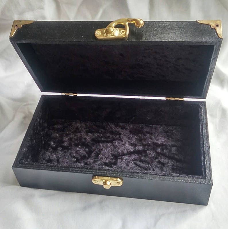 Black Velvet Lined Jewellery Box with Gold detailing Black Etsy Black Velvet Lined Jewellery Box with Gold detailing Black Etsy
