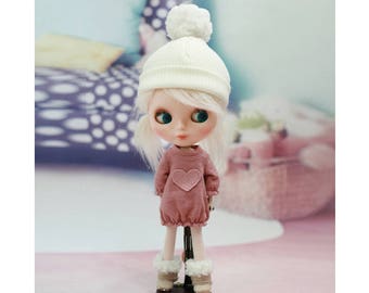 Miyoni Blythe Clothes Casual Heart One-Piece Big T-Shirts Loose-Fitting Licca Obitsu 21cm AZONE Pure Neemo