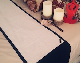 King Grounding/earthing Body Sheet-Mat. Natural Fabric - Cotton w/Silver Grid. Conductive. RF/EMF Shielding. Black & White. Handmade. 156"
