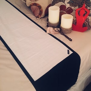 Grounding/earthing Body Sheet-Mat. Cotton w/Silver Grid Conductive Fabric. RF/EMF Shielding. Handmade. Natural. Tucks In. White/Black. 141&quot;