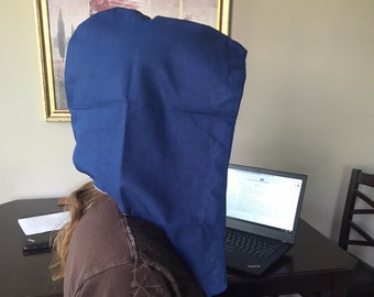 Handcrafted Reversible Grounding/earthing/Shielding Club/Rave/Festival HOOD. 1 side=Cotton (Blue), the other=Bamboo & Silver (Dusty Rose).