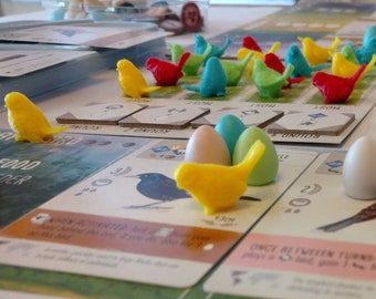 Wingspan Board Game upgrades: 40 Bird Action Tokens + Bonus Owl